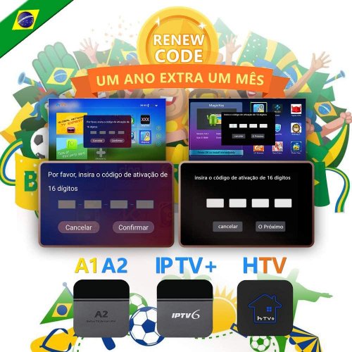 IPTV6 IPTV 6 Brazil Brasil TV Box Renewal Code Activation Code IPTV 5 6 6 Plus 6 Subscription 16-Digit Renew Code for One Year