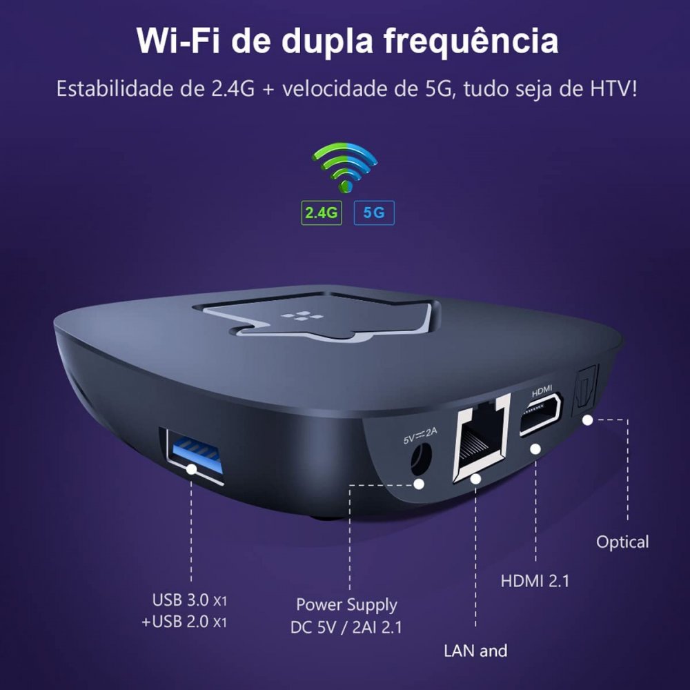 HTV7 BR Brazil IPTV 2021 New Portuguese Box 64bits Quad-Core Cortex-A53 CPU Smart 4K 3D HDR Wi-Fi Brasil HDMI Box