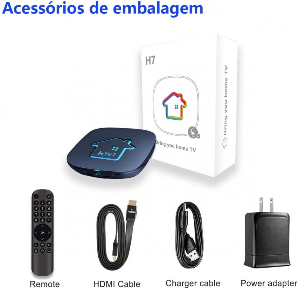 HTV7 BR Brazil IPTV 2021 New Portuguese Box 64bits Quad-Core Cortex-A53 CPU Smart 4K 3D HDR Wi-Fi Brasil HDMI Box