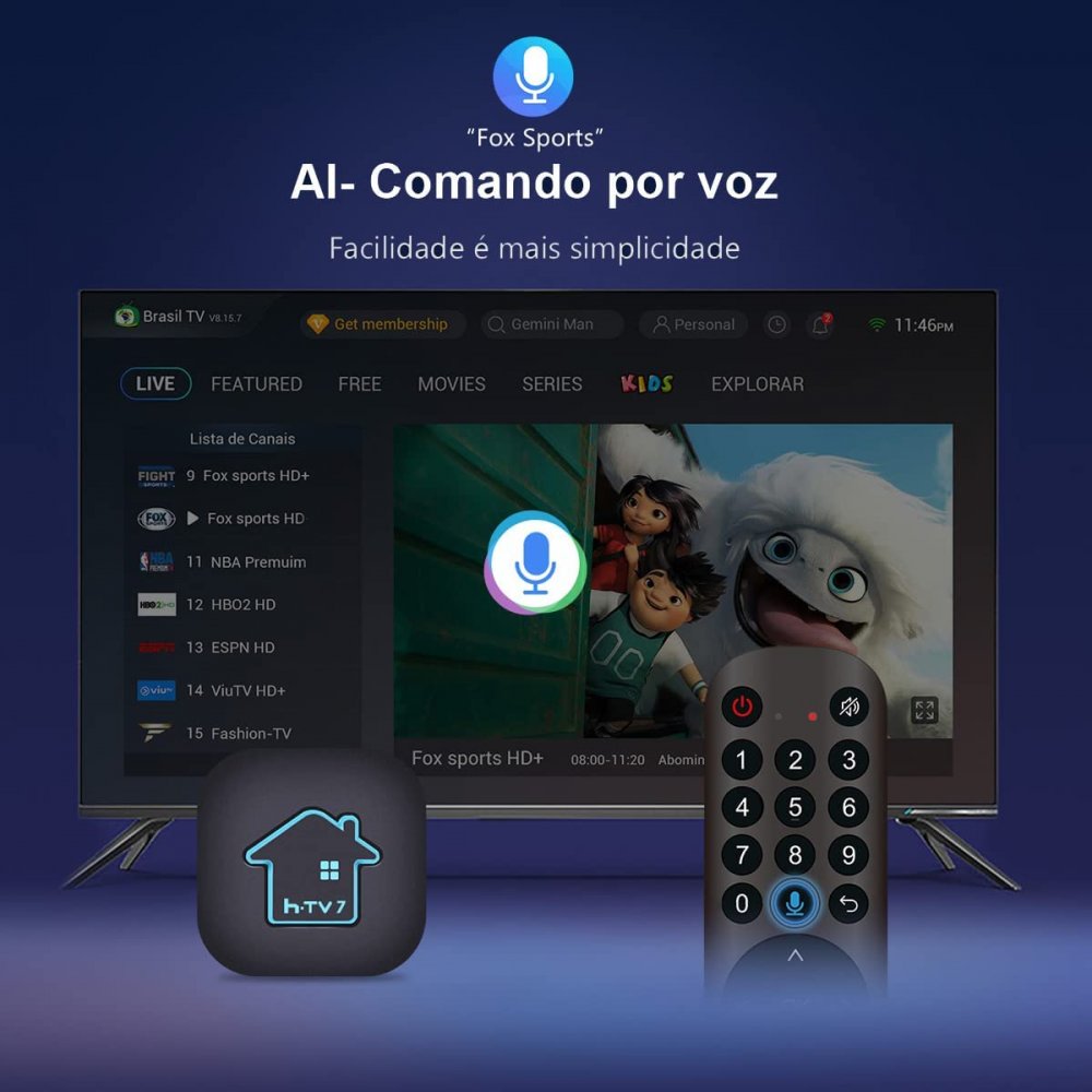 HTV7 BR Brazil IPTV 2021 New Portuguese Box 64bits Quad-Core Cortex-A53 CPU Smart 4K 3D HDR Wi-Fi Brasil HDMI Box