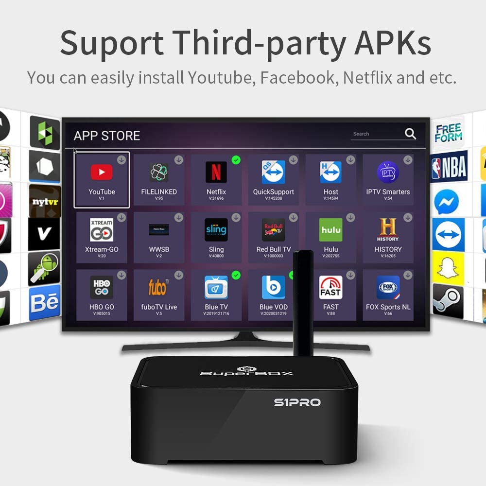 SUPERBOX S1 PRO 2020 Newest Version USA 1000+ CA Latino Channels Support VOD Movies TV Series